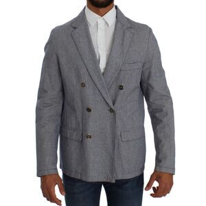Master Coat DoubleBreasted Linen Blazer Men Blue Blazers